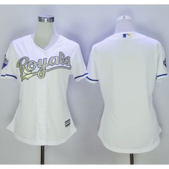 Royals Blank White Women's 2015 World Series Champions Gold Program Cool Base Stitched MLB Jersey Royals Blank White Women's 2015 World Series Champions Gold Program Cool Base Stitched MLB Jersey
