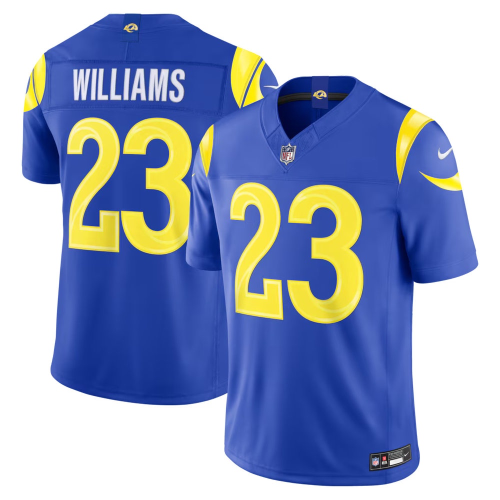 Men's Los Angeles Rams #23 Kyren Williams Royal Vapor F.U.S.E. Sewn Down Limited Jersey Men's Los Angeles Rams #23 Kyren Williams Royal Vapor F.U.S.E. Sewn Down Limited Jersey