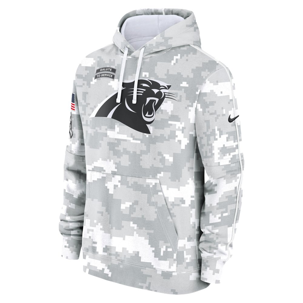 Men's Carolina Panthers Arctic Camo 2024 Salute to Service Club Fleece Pullover Hoodie