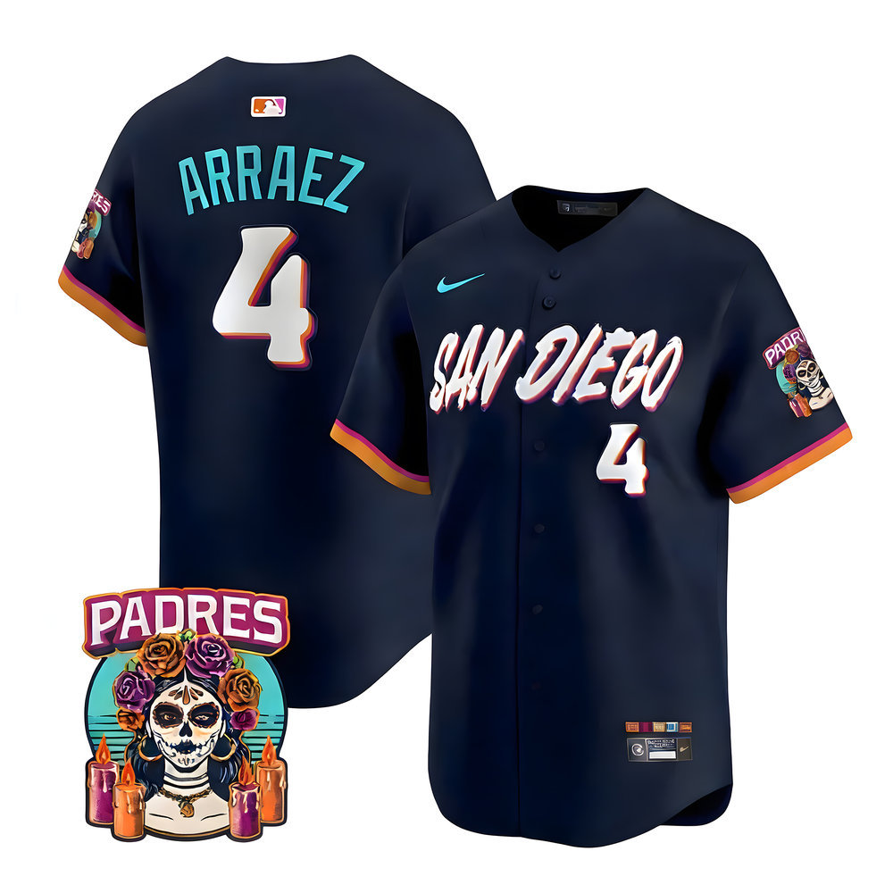 Youth San Diego Padres #4 Luis Arraez Navy 2026 City Connect Stitched Jersey-Button Up