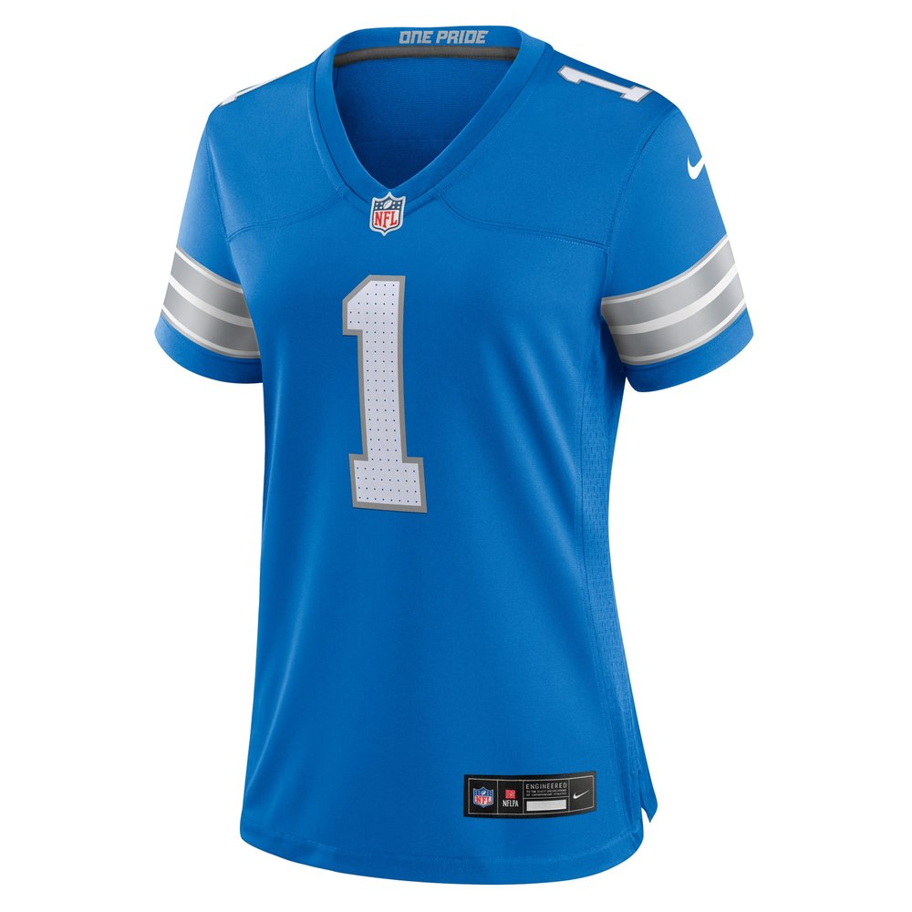Women's Detroit Lions Number 1 Bride Blue Game Jersey Women's Detroit Lions Number 1 Bride Blue Game Jersey