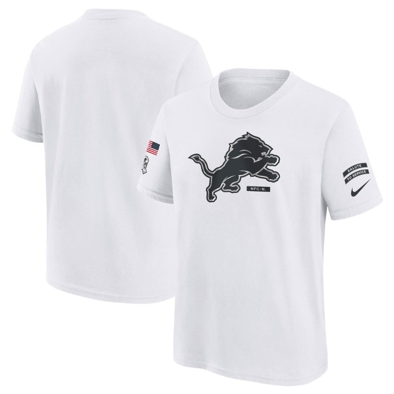 Youth Detroit Lions Nike White 2024 Salute To Service T-Shirt