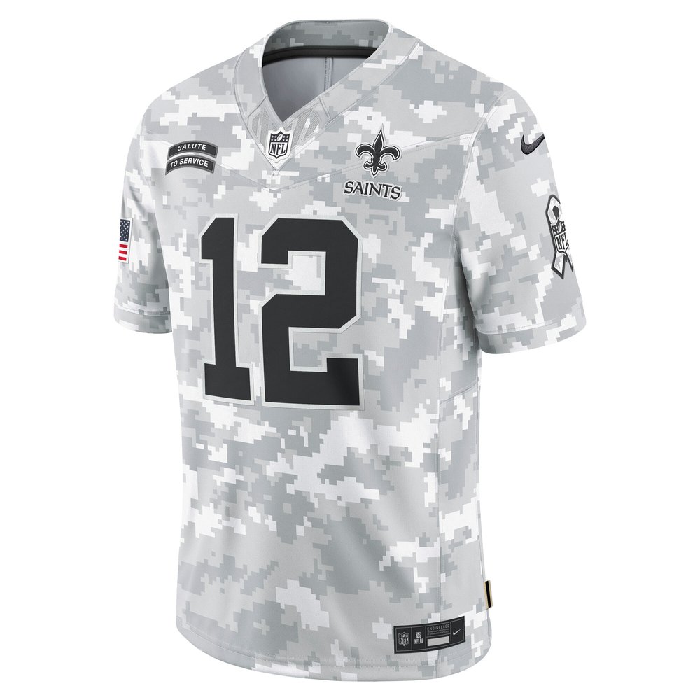 Men's New Orleans Saints Chris Olave Arctic Camo 2024 Salute to Service Limited Jersey Men's New Orleans Saints Chris Olave Arctic Camo 2024 Salute to Service Limited Jersey