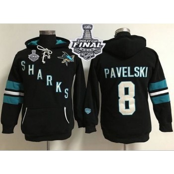San Jose Sharks #8 Joe Pavelski Black 2016 Stanley Cup Final Patch Women's Old Time Heidi Hoodie NHL Hoodie San Jose Sharks #8 Joe Pavelski Black 2016 Stanley Cup Final Patch Women's Old Time Heidi Hoodie NHL Hoodie