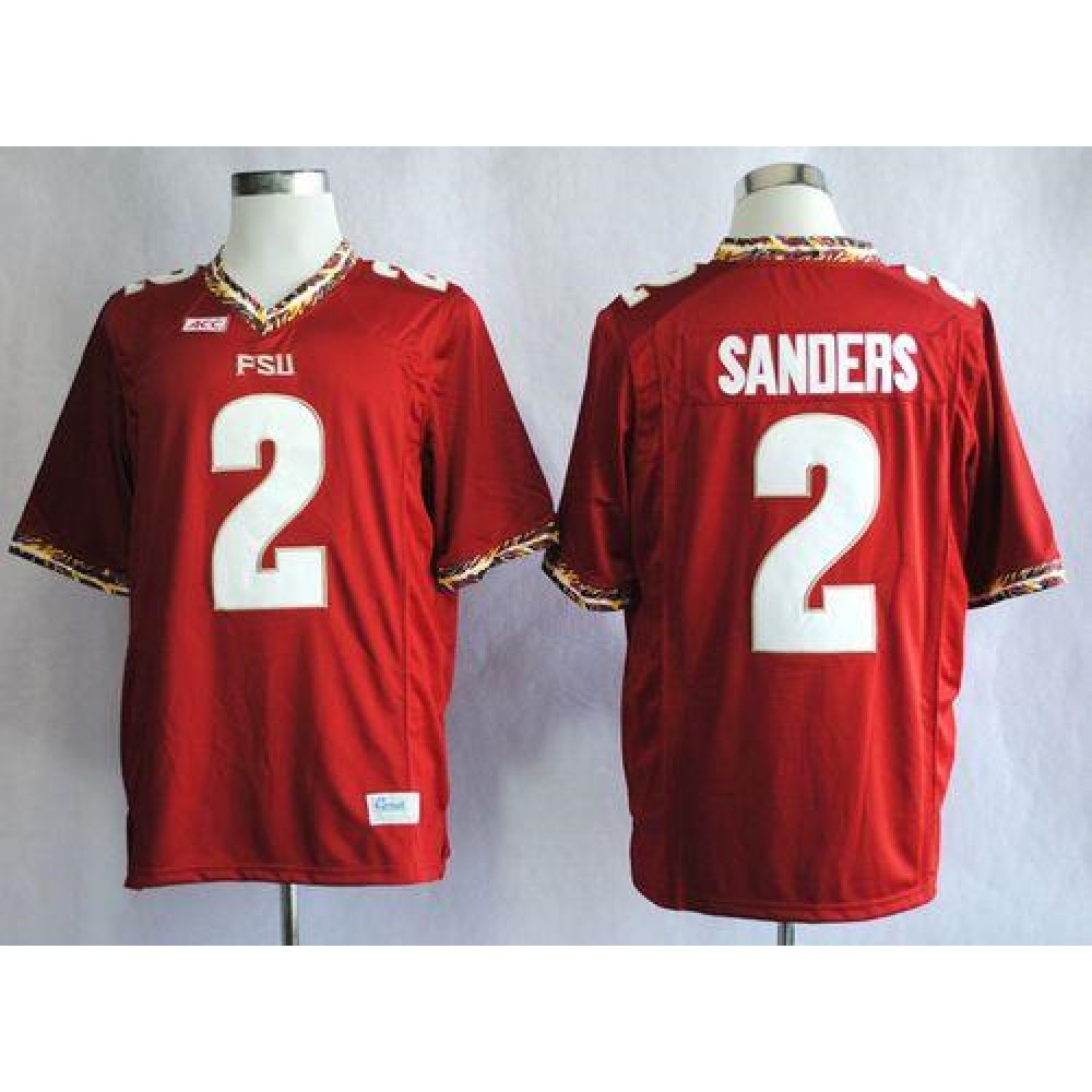 Seminoles #2 Deion Sanders Red New Stitched NCAA Jersey