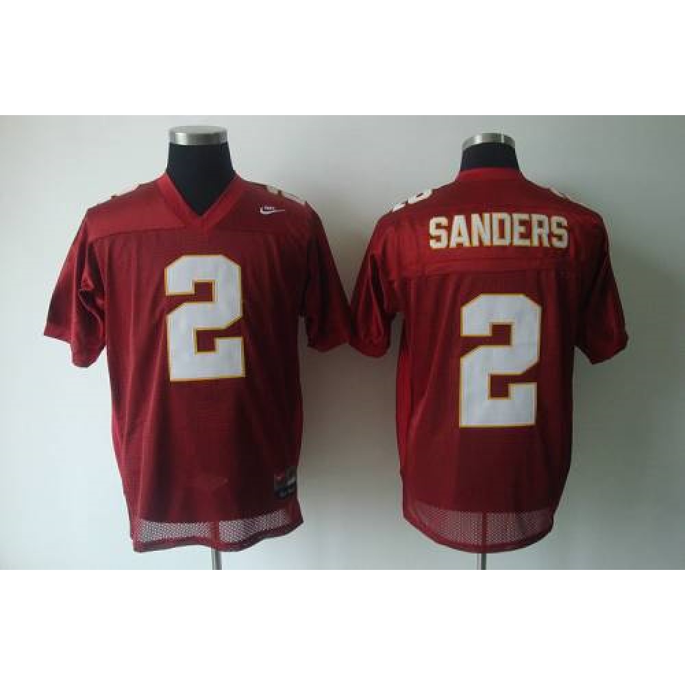 Seminoles #2 Deion Sanders Red Stitched NCAA Jersey