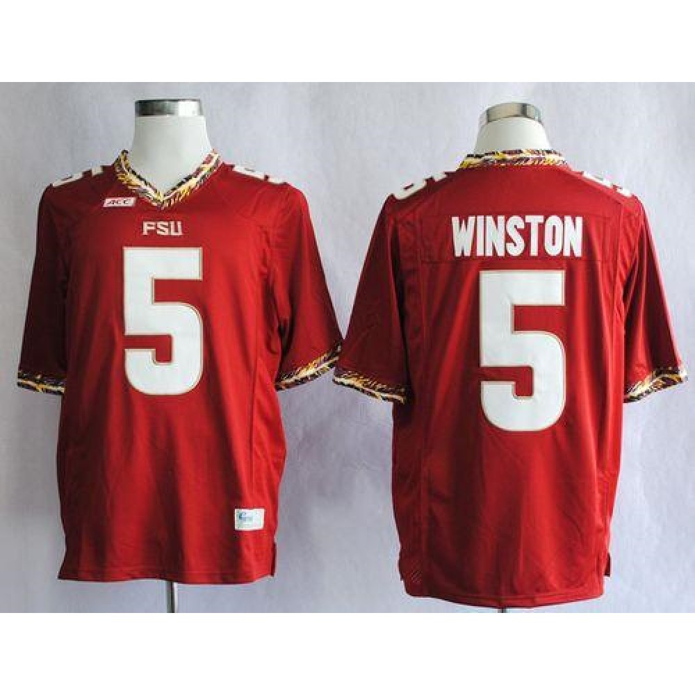 Seminoles #5 Jameis Winston Red Stitched NCAA Jersey