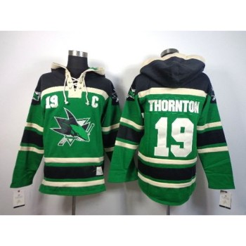 Sharks #19 Joe Thornton Green St. Patrick's Day McNary Lace Hoodie Stitched NHL Jersey Sharks #19 Joe Thornton Green St. Patrick's Day McNary Lace Hoodie Stitched NHL Jersey