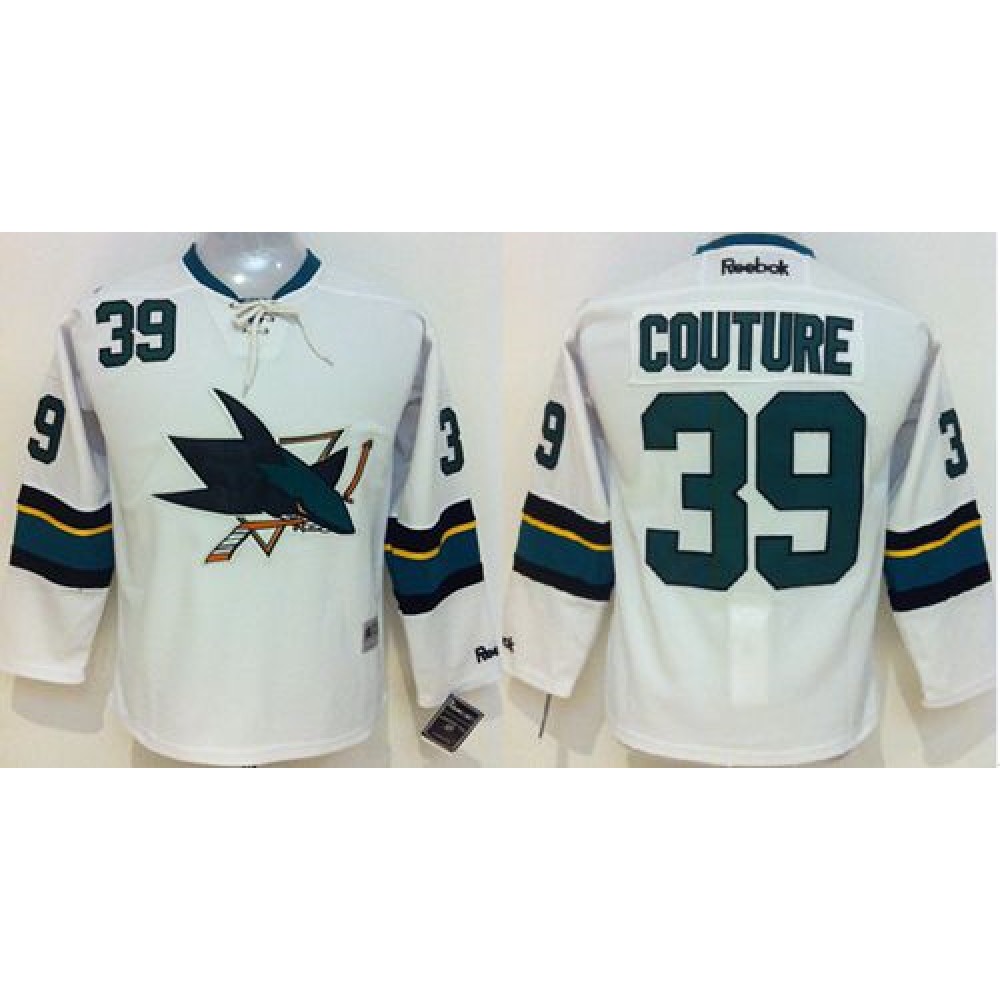 Sharks #39 Logan Couture White Stitched Youth NHL Jersey