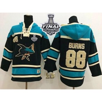 Sharks #88 Brent Burns Black Sawyer Hooded Sweatshirt 2016 Stanley Cup Final Patch Stitched NHL Jersey Sharks #88 Brent Burns Black Sawyer Hooded Sweatshirt 2016 Stanley Cup Final Patch Stitched NHL Jersey