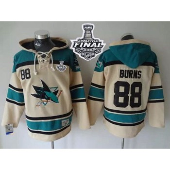 Sharks #88 Brent Burns Cream Sawyer Hooded Sweatshirt 2016 Stanley Cup Final Patch Stitched NHL Jersey Sharks #88 Brent Burns Cream Sawyer Hooded Sweatshirt 2016 Stanley Cup Final Patch Stitched NHL Jersey