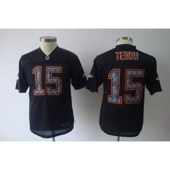 Sideline Black United Broncos #15 Tim Tebow Black Stitched Youth NFL Jersey Sideline Black United Broncos #15 Tim Tebow Black Stitched Youth NFL Jersey