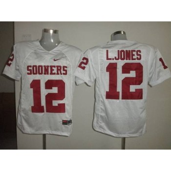 Sooners #12 Landy Jones White Stitched NCAA Jersey Sooners #12 Landy Jones White Stitched NCAA Jersey