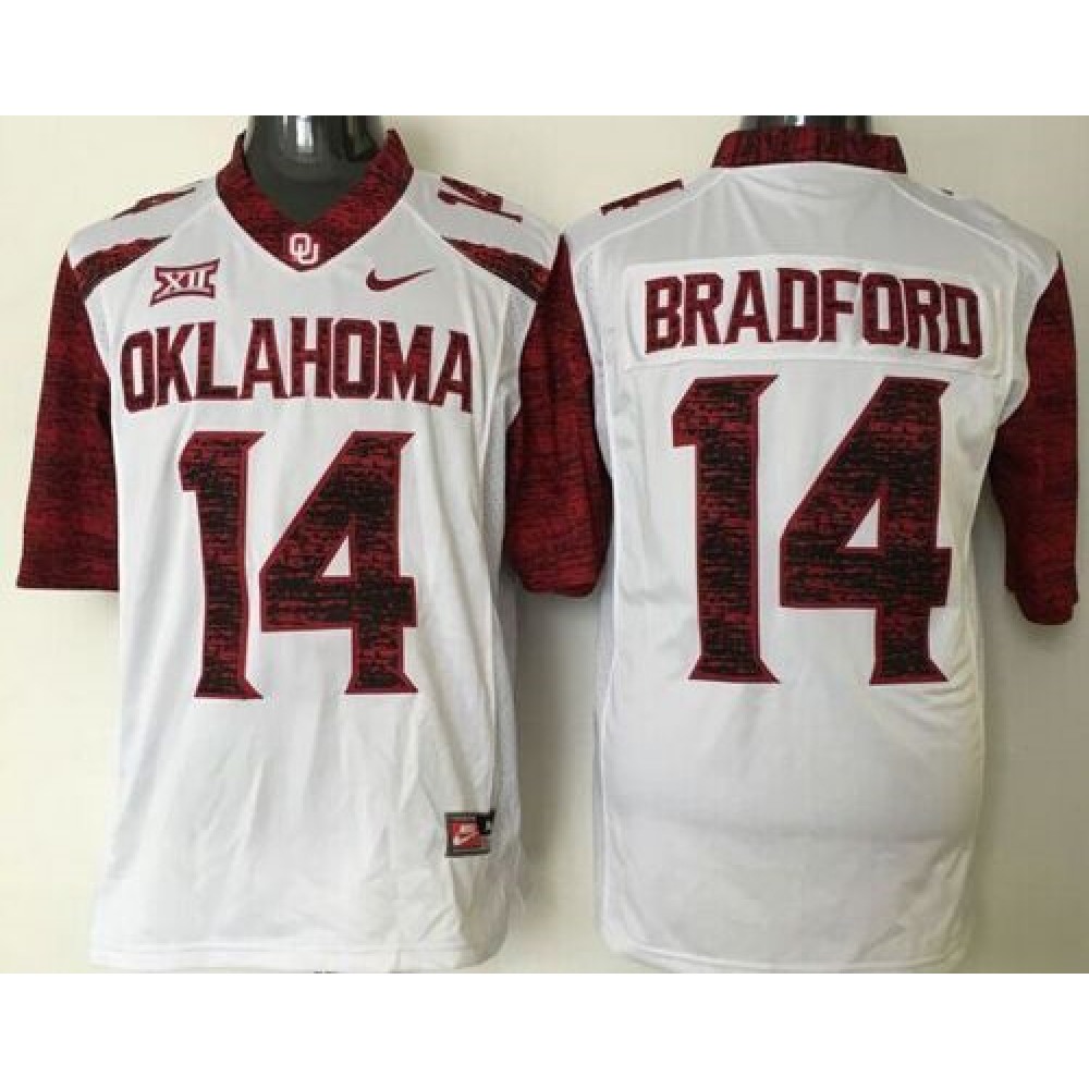Sooners #14 Sam Bradford White New XII Stitched NCAA Jersey