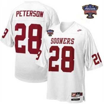 Sooners #28 Adrian Peterson White 2014 Sugar Bowl Patch Stitched NCAA Jersey Sooners #28 Adrian Peterson White 2014 Sugar Bowl Patch Stitched NCAA Jersey