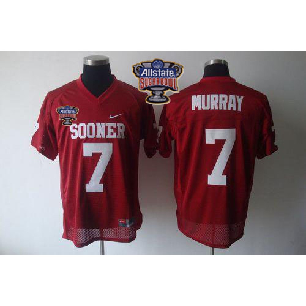 Sooners #7 DeMarco Murray Red 2014 Sugar Bowl Patch Stitched NCAA Jersey