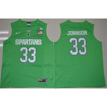 Spartans #33 Magic Johnson Apple Green Authentic Basketball Stitched NCAA Jersey Spartans #33 Magic Johnson Apple Green Authentic Basketball Stitched NCAA Jersey