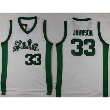 Spartans #33 Magic Johnson White Throwback Basketball Stitched NCAA Jersey