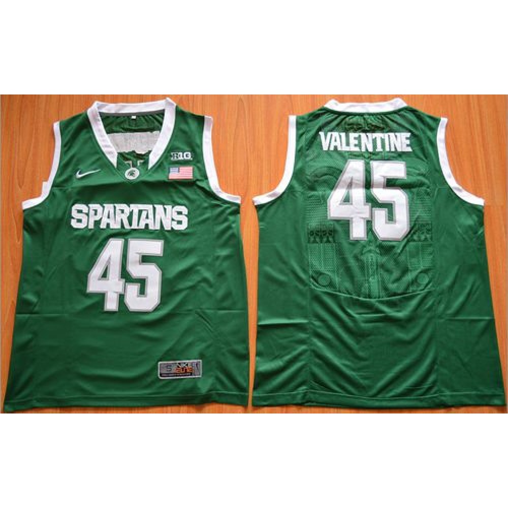 Spartans #45 Denzel Valentine Green Authentic Basketball Stitched NCAA Jersey