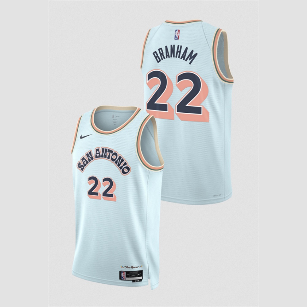 Men's San Antonio Spurs #22 Malaki Branham Light Blue 2024/25 City Edition Stitched Basketball Jersey