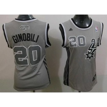 Spurs #20 Manu Ginobili Grey Alternate Women's Stitched NBA Jersey Spurs #20 Manu Ginobili Grey Alternate Women's Stitched NBA Jersey