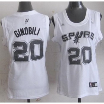 Spurs #20 Manu Ginobili White Women's Fashion Stitched NBA Jersey Spurs #20 Manu Ginobili White Women's Fashion Stitched NBA Jersey