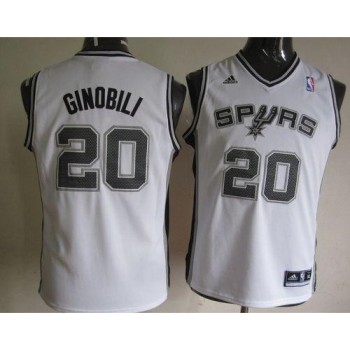 Spurs #20 Manu Ginobili White Youth Stitched NBA Jersey Spurs #20 Manu Ginobili White Youth Stitched NBA Jersey