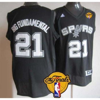 Spurs #21 Tim Duncan Black Big Fundamental Finals Patch Stitched NBA Jersey Spurs #21 Tim Duncan Black Big Fundamental Finals Patch Stitched NBA Jersey