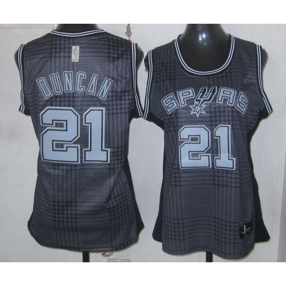 Spurs #21 Tim Duncan Black Women's Rhythm Fashion Stitched NBA Jersey