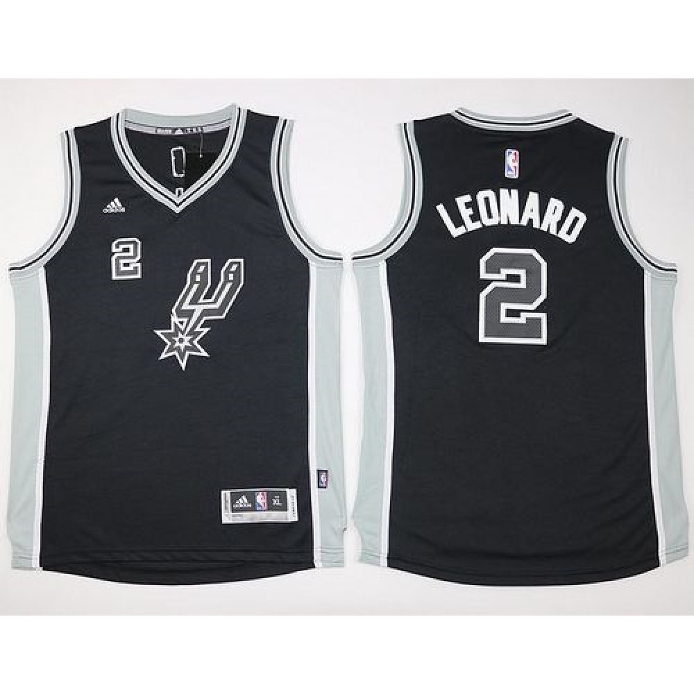 Spurs #2 Kawhi Leonard Black New Road Youth Stitched NBA Jersey