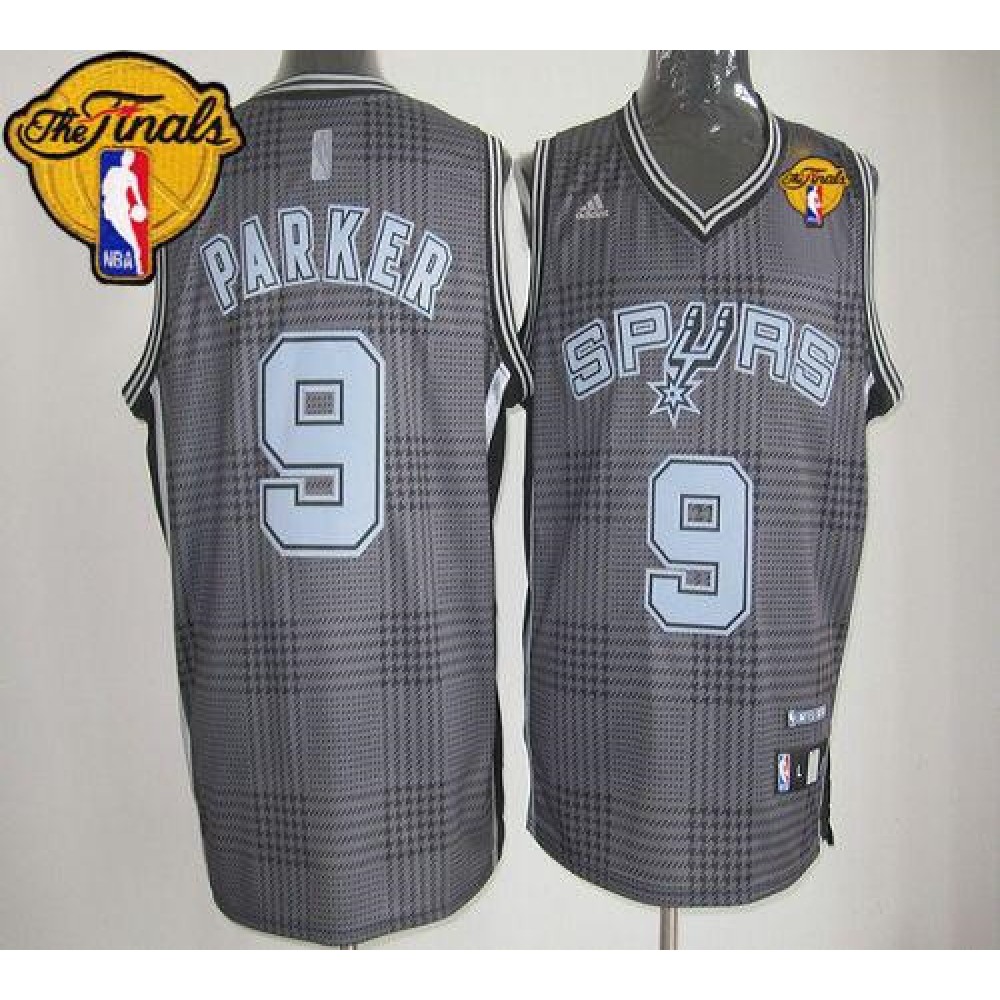 Spurs #9 Tony Parker Black Rhythm Fashion Finals Patch Stitched NBA Jersey