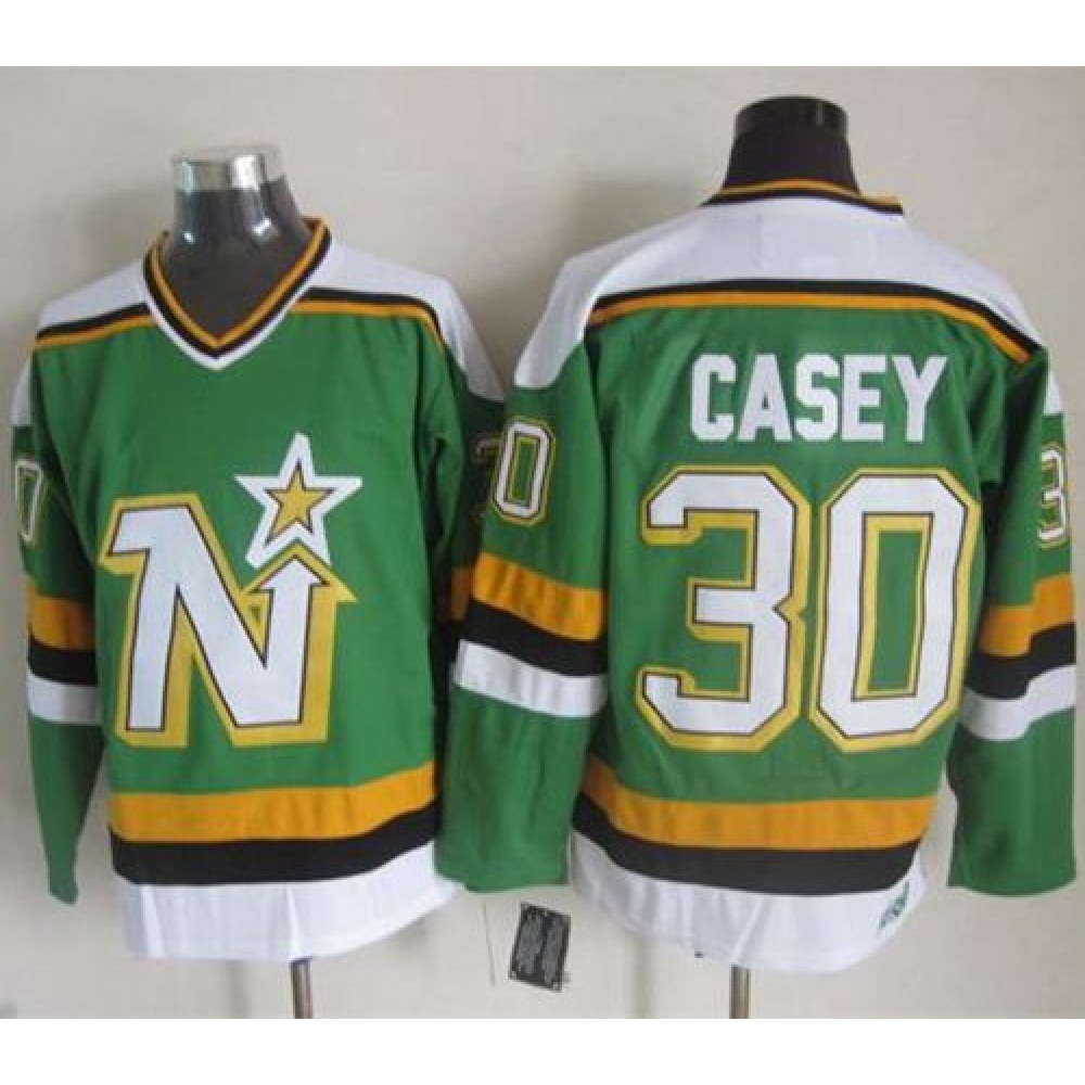 Stars #30 Jon Casey Green CCM Throwback Stitched NHL Jersey