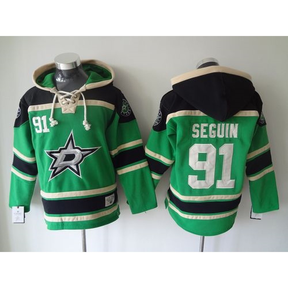 Stars #91 Tyler Seguin Green Sawyer Hooded Sweatshirt Stitched NHL Jersey