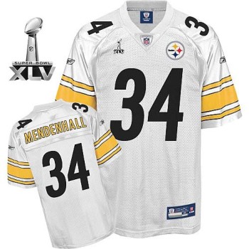 Steelers #34 Rashard Mendenhall White Super Bowl XLV Stitched Youth NFL Jersey Steelers #34 Rashard Mendenhall White Super Bowl XLV Stitched Youth NFL Jersey