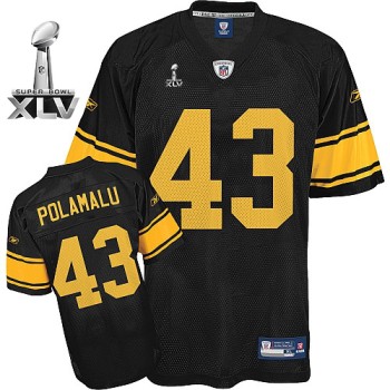 Steelers #43 Troy Polamalu Black With Yellow Number Super Bowl XLV Stitched Youth NFL Jersey Steelers #43 Troy Polamalu Black With Yellow Number Super Bowl XLV Stitched Youth NFL Jersey