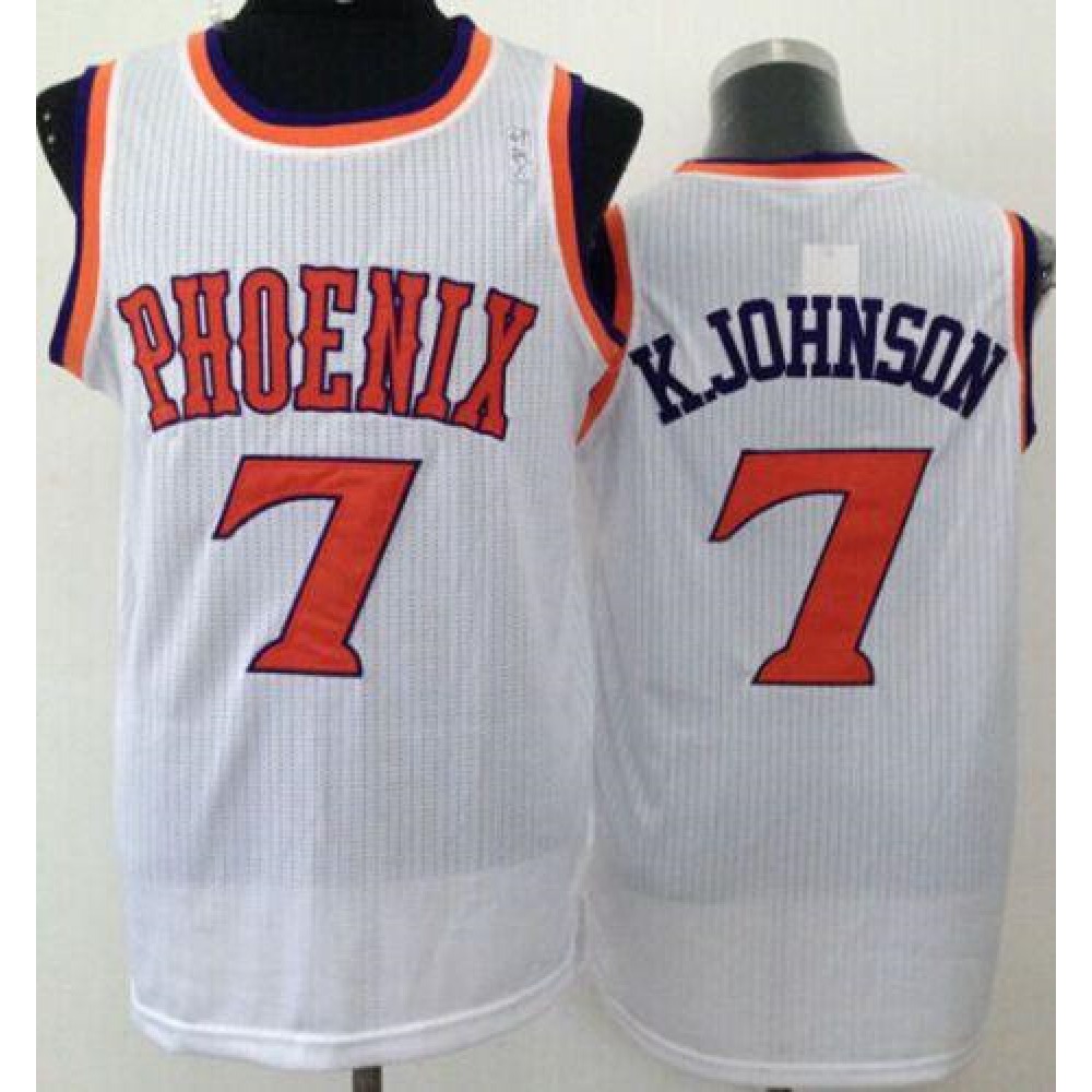 Suns #7 K Johnson White New Throwback Stitched NBA Jersey