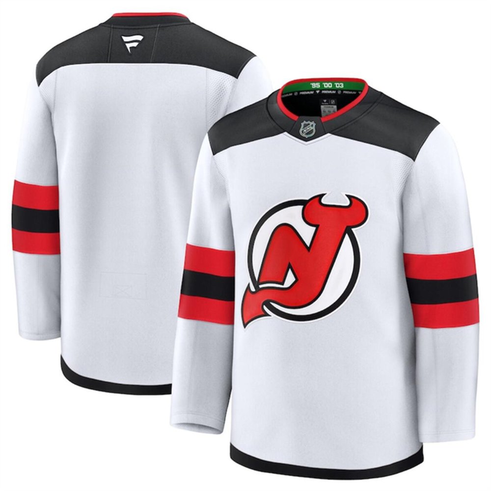 Men's New Jersey Devils Blank White 2024-25 Away Stitched Hockey Premium Jersey Men's New Jersey Devils Blank White 2024-25 Away Stitched Hockey Premium Jersey
