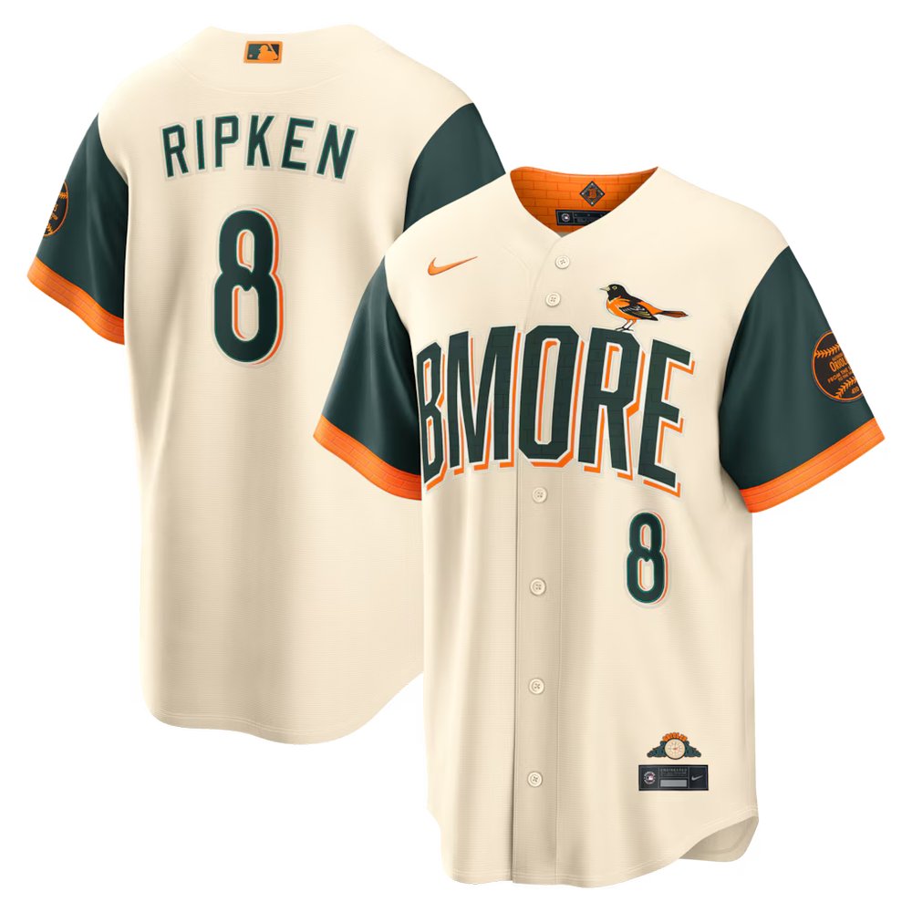 Youth Baltimore Orioles #8 Cal Ripken Jr. Nike Natural 2026 City Connect Stadium Jersey