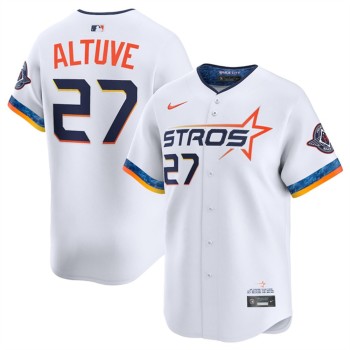 Men's Houston Astros #27 Jose Altuve White 2025 City Connect Limited Stitched Baseball Jersey Men's Houston Astros #27 Jose Altuve White 2025 City Connect Limited Stitched Baseball Jersey
