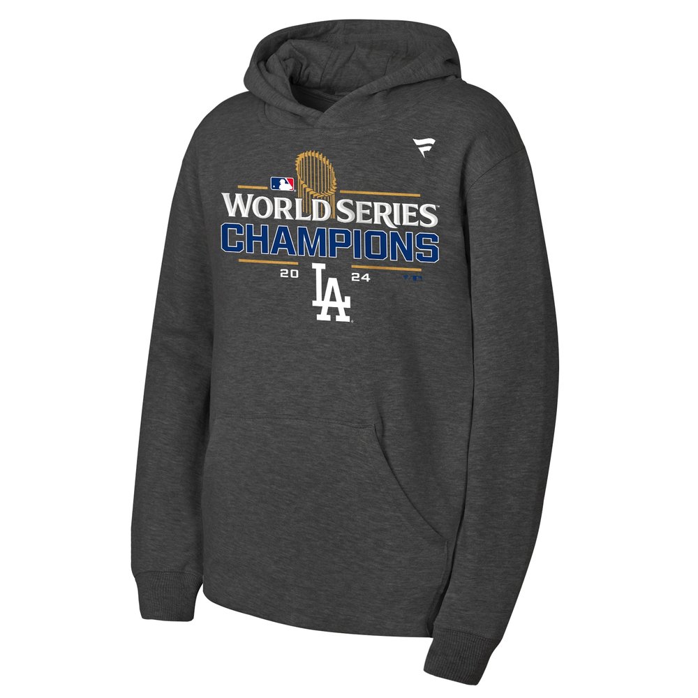 Youth Los Angeles Dodgers Heather Charcoal 2024 World Series Champions Hoodie Youth Los Angeles Dodgers Heather Charcoal 2024 World Series Champions Hoodie