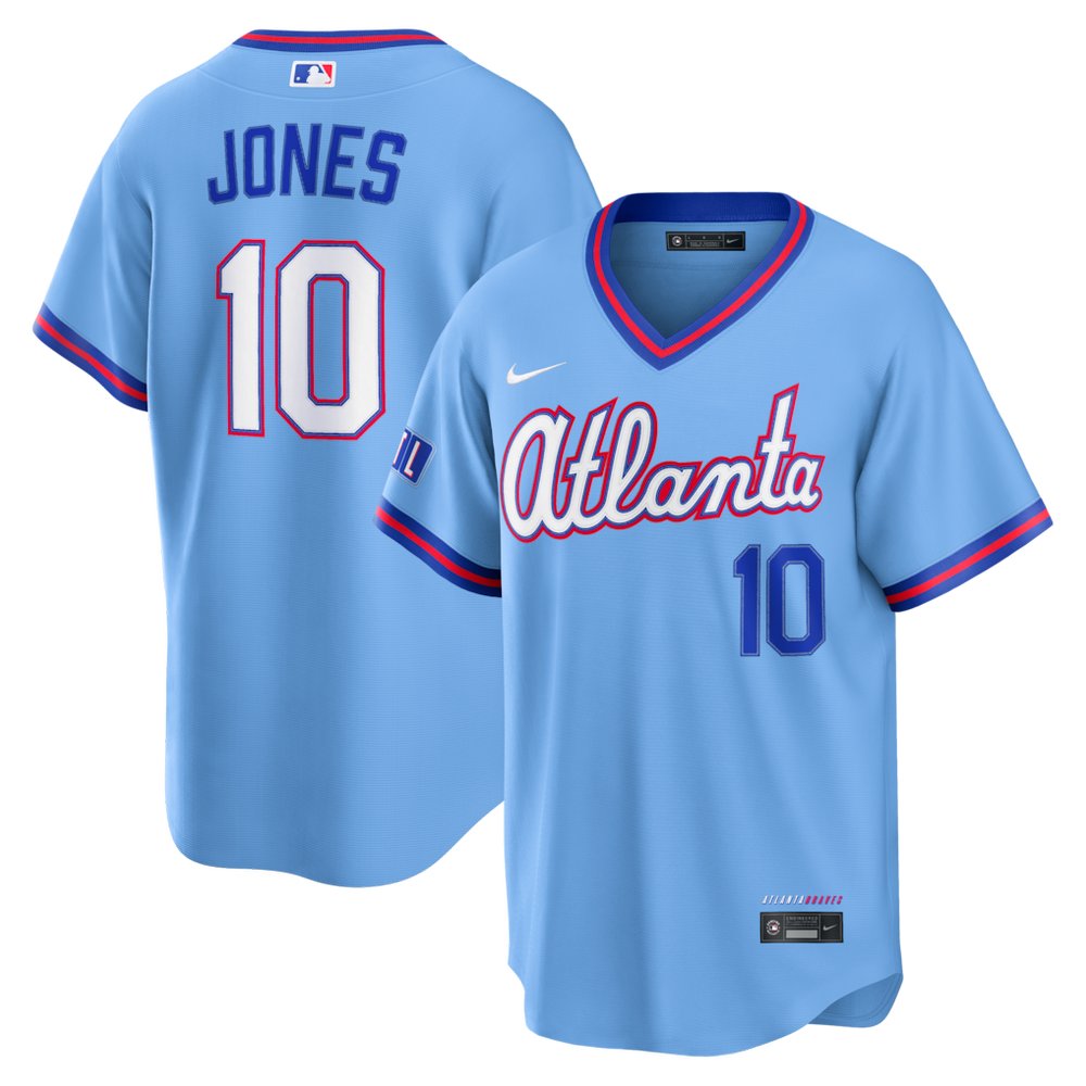 Men's Atlanta Braves #10 Chipper Jones Powder Blue 2026 City Connect Stitched Jersey