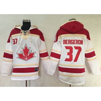 Team CA. #37 Patrice Bergeron White Sawyer Hooded Sweatshirt 2016 World Cup Stitched NHL Jersey Team CA. #37 Patrice Bergeron White Sawyer Hooded Sweatshirt 2016 World Cup Stitched NHL Jersey