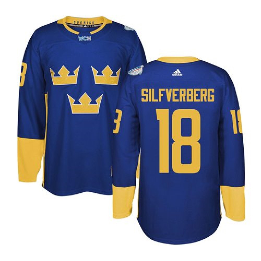 Team Sweden #18 Jakob Silfverberg Blue 2016 World Cup Stitched NHL Jersey