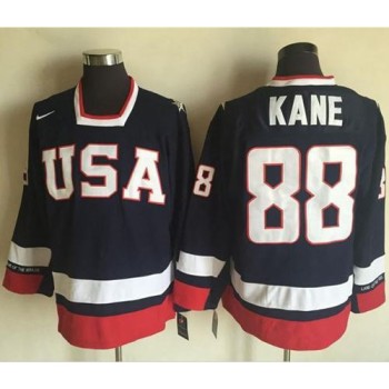 Team USA #88 Patrick Kane Navy Blue 2010 Olympic 1960 Throwback Stitched NHL Jersey