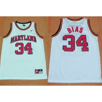 Terrapins #34 Len Bias White Basketball Stitched NCAA Jersey Terrapins #34 Len Bias White Basketball Stitched NCAA Jersey