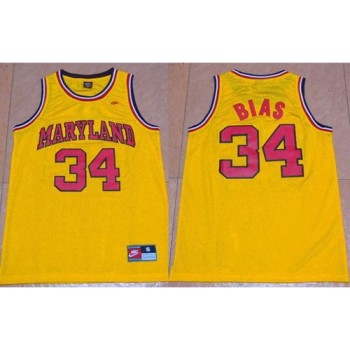 Terrapins #34 Len Bias Yellow Basketball Stitched NCAA Jersey Terrapins #34 Len Bias Yellow Basketball Stitched NCAA Jersey