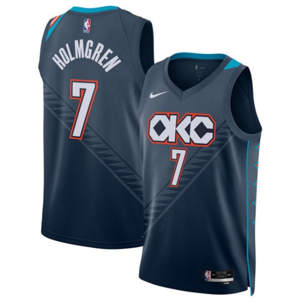 Men's Oklahoma City Thunder #7 Chet Holmgren Navy 2025/26 City Edition Stitched Basketball Jersey