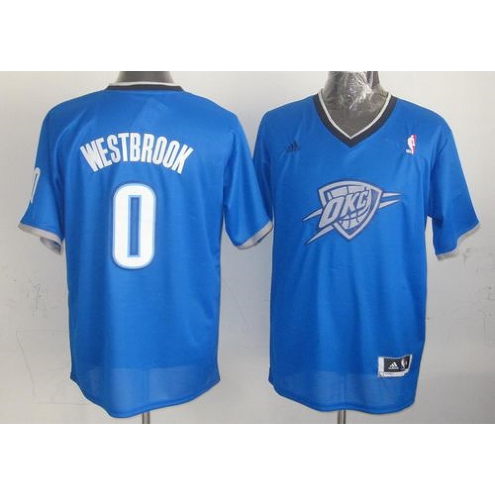 Thunder #0 Russell Westbrook Blue 2013 Christmas Day Swingman Stitched NBA Jersey
