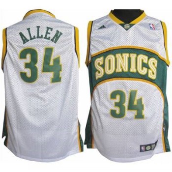 Thunder #34 Ray Allen White Seattle SuperSonics Style Stitched NBA Jersey Thunder #34 Ray Allen White Seattle SuperSonics Style Stitched NBA Jersey