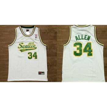 Thunder #34 Ray Allen White Throwback Stitched NBA Jersey Thunder #34 Ray Allen White Throwback Stitched NBA Jersey